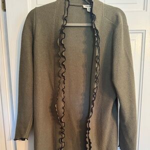 Venario Size Small Olive Duster. 100% wool.  Wearable art!